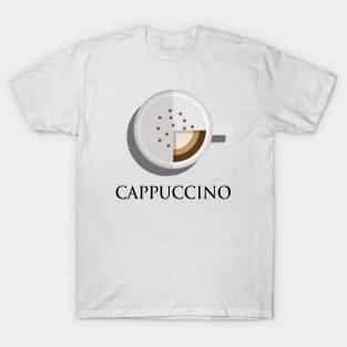 Hot cappuccino coffee cup top view in flat design style T-Shirt